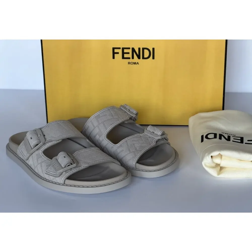 Fendi Men's FF Feel Slide Sandals Beige 11 US/10 UK IT 7X1604 NIB $1050